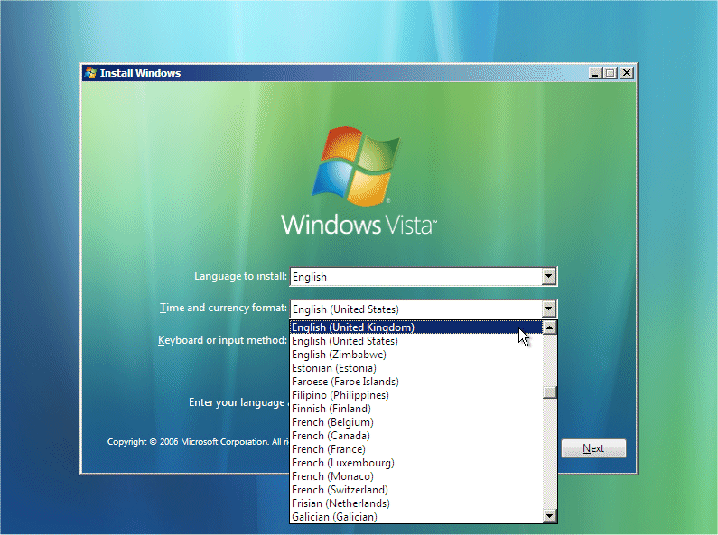 Windows Vista Home Install
